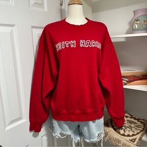 H&M Keith Haring Red Graphic Crewneck Sweater